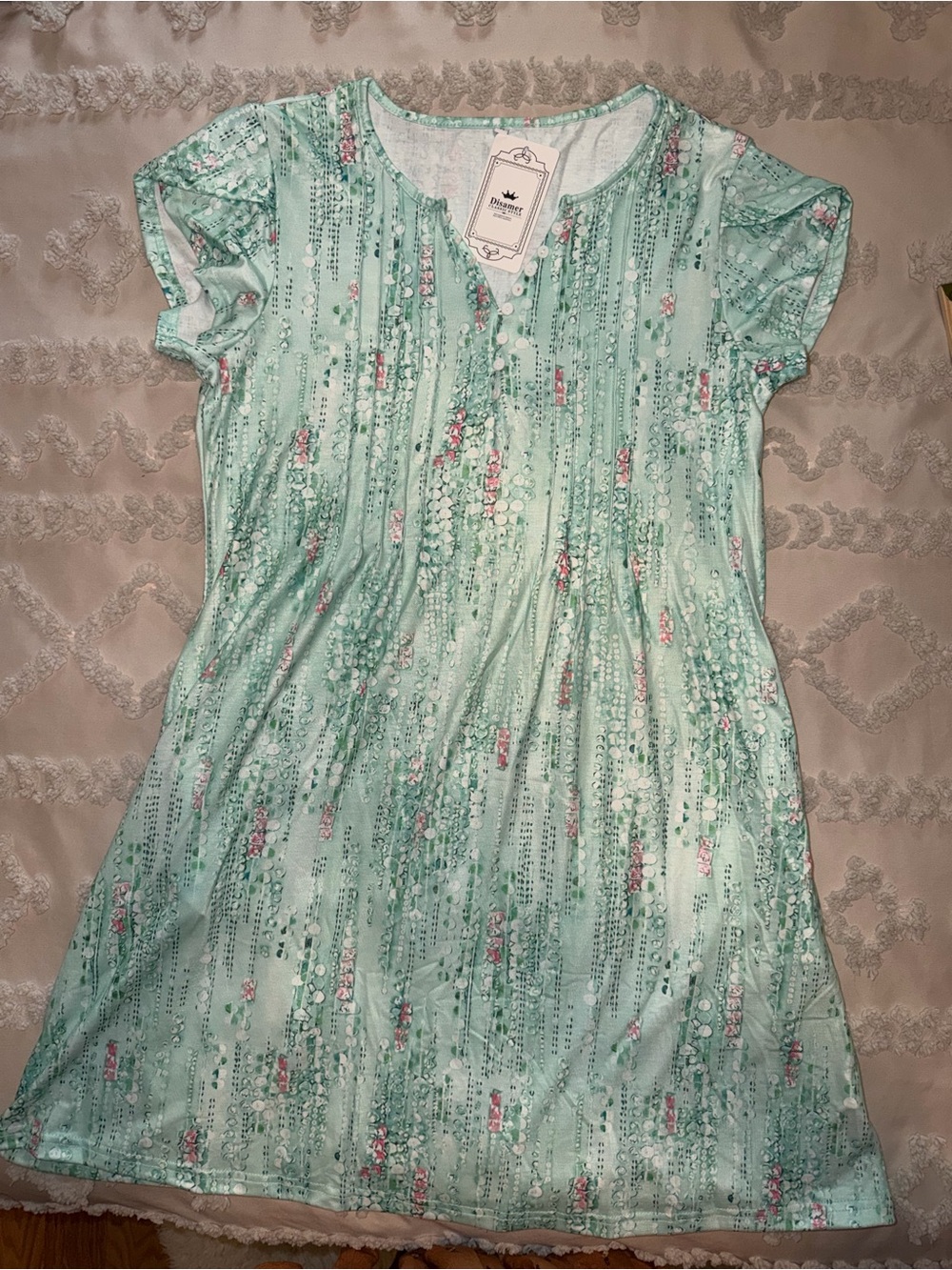 Mint Floral Short-Sleeve Nightdress - Soft Sleepwear NWT